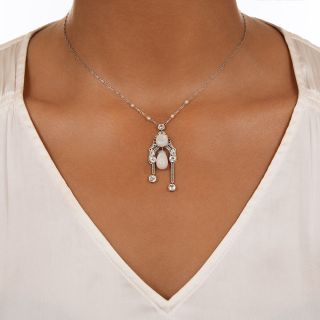 Edwardian Opal, Pearl and Diamond Negligee Necklace