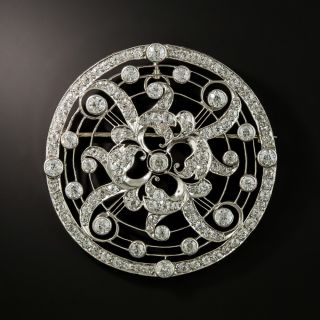 Edwardian Openwork Round Diamond Pendant / Brooch