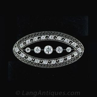 Edwardian Oval Diamond Pin Main View