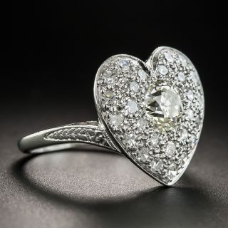 Edwardian Pavé Diamond Heart Ring