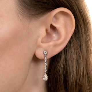 Edwardian Pear Shape Diamond Dangle Earrings