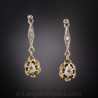 Edwardian Pear-Shaped Diamond Drop Earrings