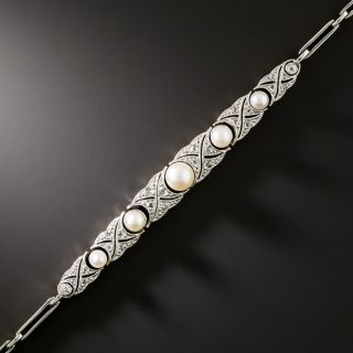 Edwardian Pearl and Diamond Bracelet - 2