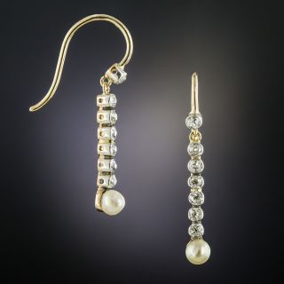 Edwardian Pearl and Diamond Drop Earrings