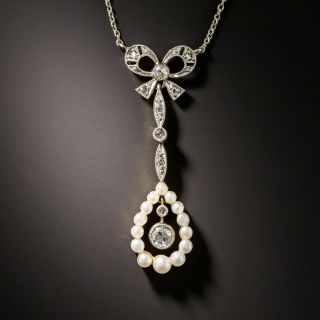 Edwardian Pearl and Diamond Drop - 2