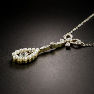 Edwardian Pearl and Diamond Drop