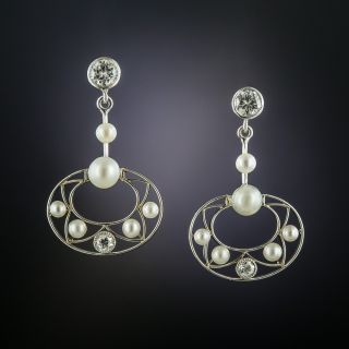 Edwardian Pearl and Diamond Earrings - 2