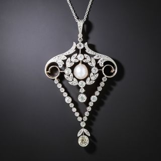 Edwardian Pearl and Diamond Lavalière  - 2