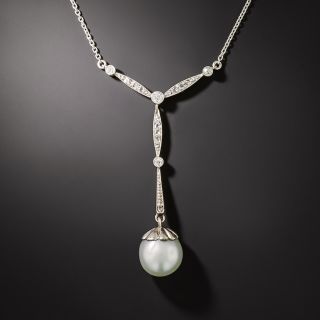 Edwardian Pearl and Diamond Necklace - 2