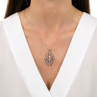 Edwardian Pearl and Diamond Openwork Pendant