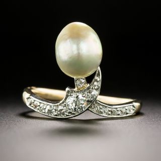 Edwardian Pearl and Diamond Ring - 2