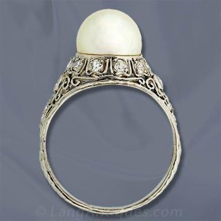 Edwardian Pearl and Diamond Ring