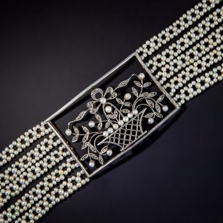 Edwardian Pearl Choker Collar Necklace - 3
