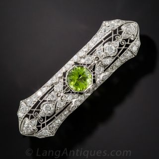 Edwardian Peridot and Diamond Brooch