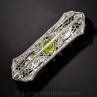 Edwardian Peridot and Diamond Brooch