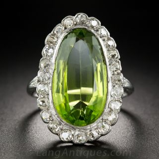 Edwardian Peridot and Diamond Cocktail Ring