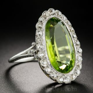 Edwardian Peridot and Diamond Cocktail Ring
