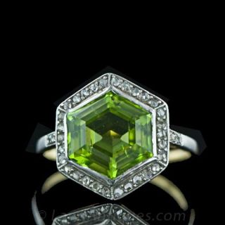 Edwardian Peridot and Diamond Ring Main View