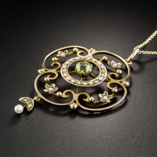 Edwardian Peridot and Pearl Necklace