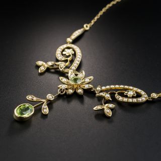 Edwardian Peridot and Seed Pearl Necklace