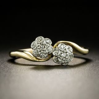Edwardian Petite Double Diamond Cluster Ring, English - 2