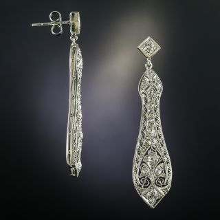 Edwardian Pierced Diamond Dangle Earrings