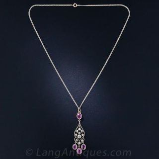 Edwardian Pink Sapphire and Diamond Necklace