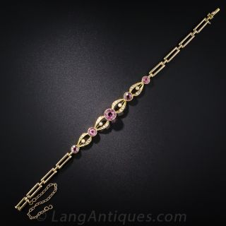 Edwardian Pink Tourmaline and Seed Pearl Bracelet