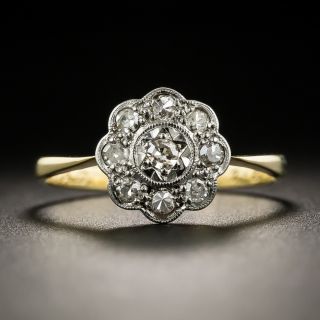 Edwardian Platinum/18K Gold Diamond Flower Ring - 2