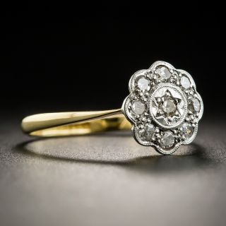 Edwardian Platinum/18K Gold Diamond Flower Ring