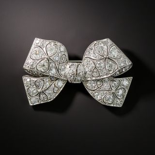 Edwardian Platinum and Diamond Bow Brooch