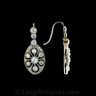 Edwardian Platinum and Diamond Dangle Earrings