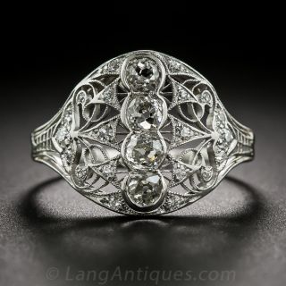  Edwardian Platinum and Diamond Dinner Ring