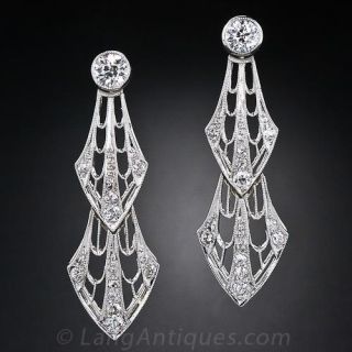 Edwardian Platinum and Diamond Earrings