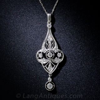 Edwardian Platinum and Diamond Filigree Pendant