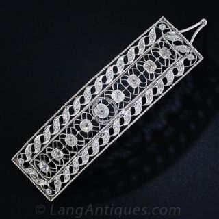 Edwardian Platinum and Diamond Hair Barrette