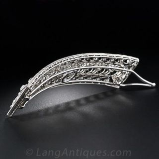 Edwardian Platinum and Diamond Hair Barrette