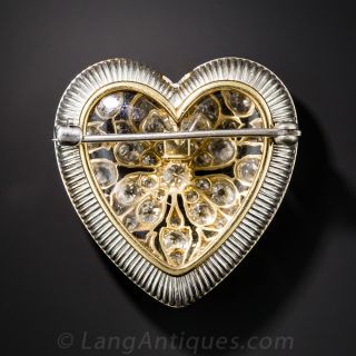Edwardian Platinum and  Diamond Heart Brooch