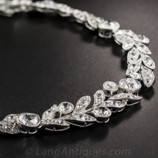 Edwardian Platinum and Diamond Laurel Leaf Necklace