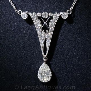 Edwardian Platinum and Diamond Lavalier Necklace