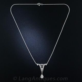 Edwardian Platinum and Diamond Lavalier Necklace