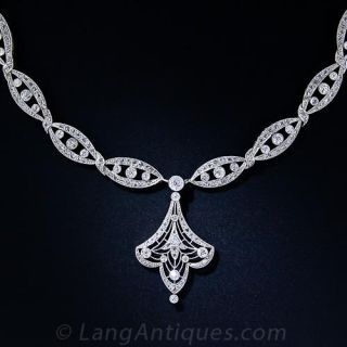 Edwardian Platinum and Diamond Necklace - 1