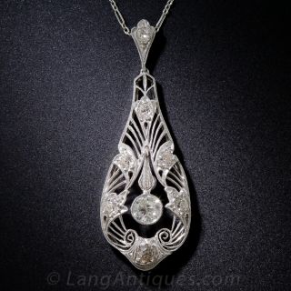 Edwardian Platinum and Diamond Pendant Necklace