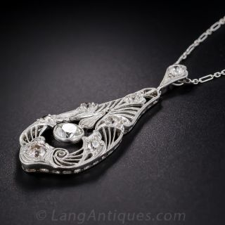 Edwardian Platinum and Diamond Pendant Necklace
