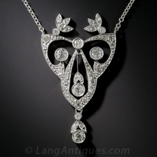 Edwardian Platinum and Diamond Pendant Necklace