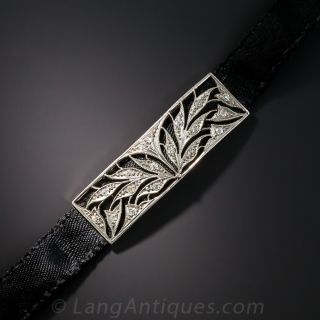 Edwardian Platinum and Diamond Silk Ribbon Choker