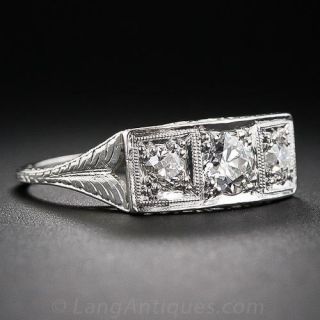Edwardian Platinum and Diamond Three-Stone Ring