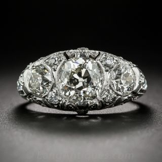 Edwardian Platinum and Diamond Three-Stone Ring - 2