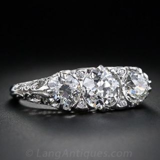 Three Stone Edwardian Diamond Ring 