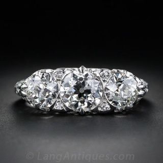 Edwardian Platinum and Diamond Three-Stone Ring